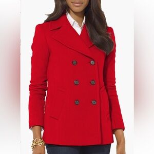 ❗️NWOT Lauren Ralph Lauren Red Wool Blend Double-Breasted Peacoat ❗️